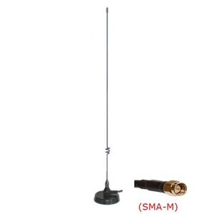 ANTENNA VEICOLARE BIBANDA CON BASE MAGNETICA 144-430 MHz VHF UHF SMA-M TIPO MR-77